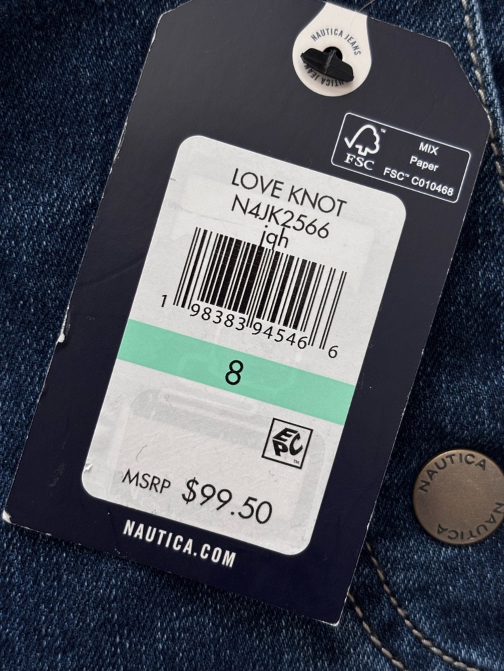 NAUTICA JEANS Wide Leg High Waist Side-Zip Sailor Jean--NWT--8 - Picture 6 of 16